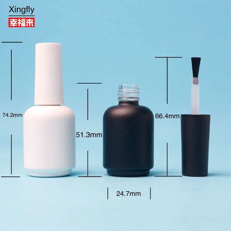 Custom 11ml Runder Weiß Schwarz UV Gel Leer Nagellack Glasflasche Mit Bürstenkappen