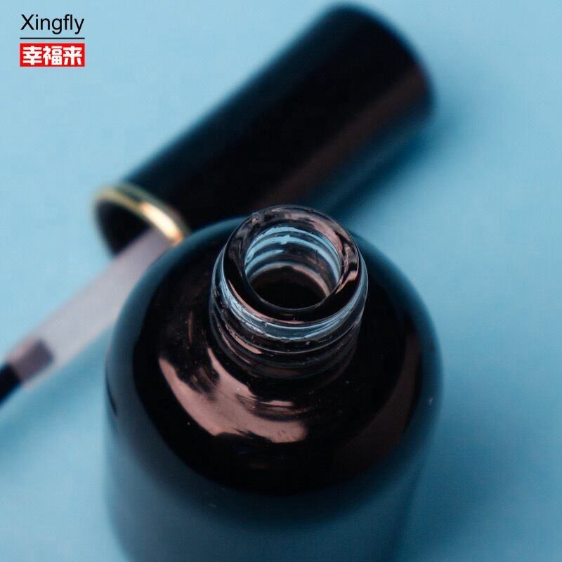 Custom 11ml Runder Weiß Schwarz UV Gel Leer Nagellack Glasflasche Mit Bürstenkappen