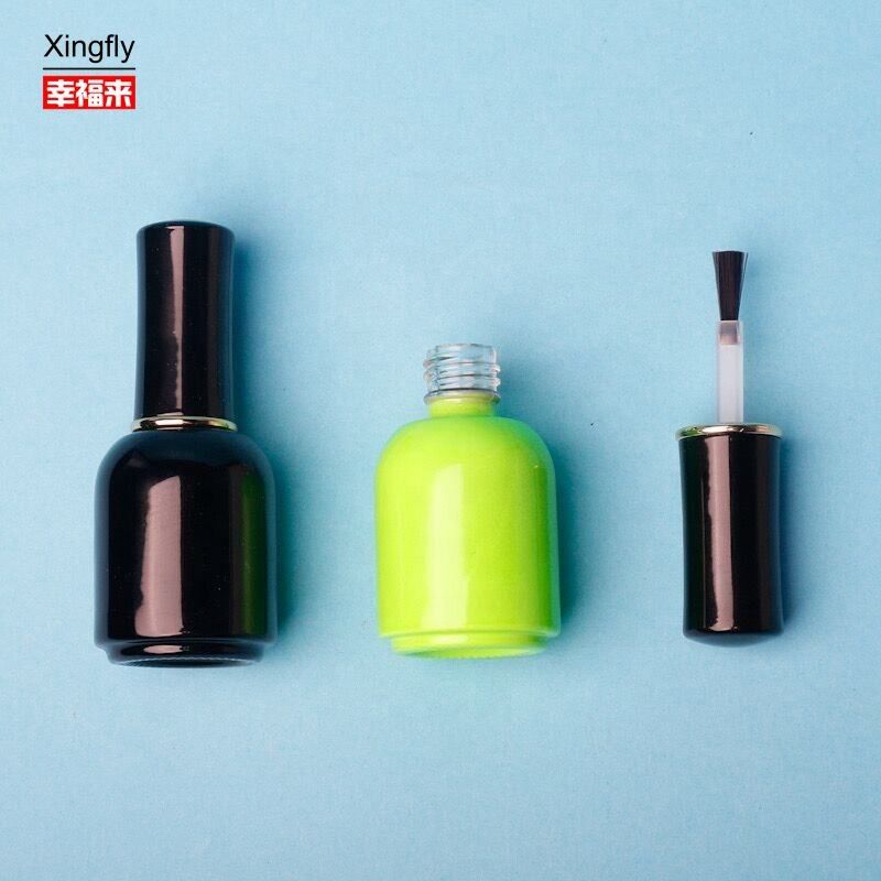 Custom 11ml Runder Weiß Schwarz UV Gel Leer Nagellack Glasflasche Mit Bürstenkappen