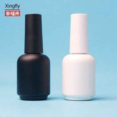Custom 11ml Runder Weiß Schwarz UV Gel Leer Nagellack Glasflasche Mit Bürstenkappen